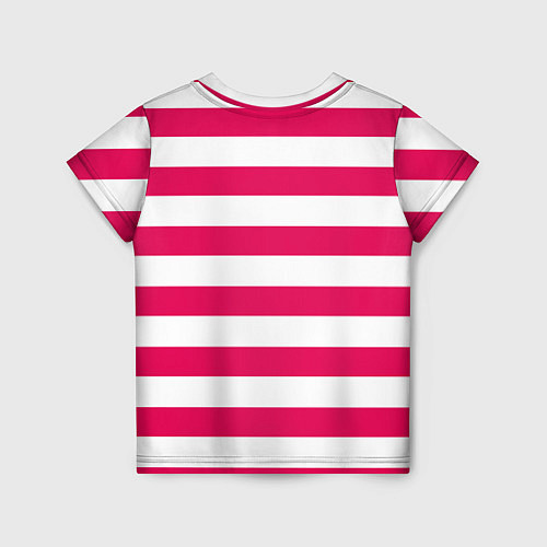 Детская футболка Красно белый узор в полоску / 3D-принт – фото 2