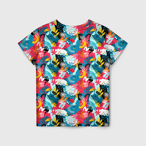 Детская футболка Тропический цветной узор / 3D-принт – фото 2