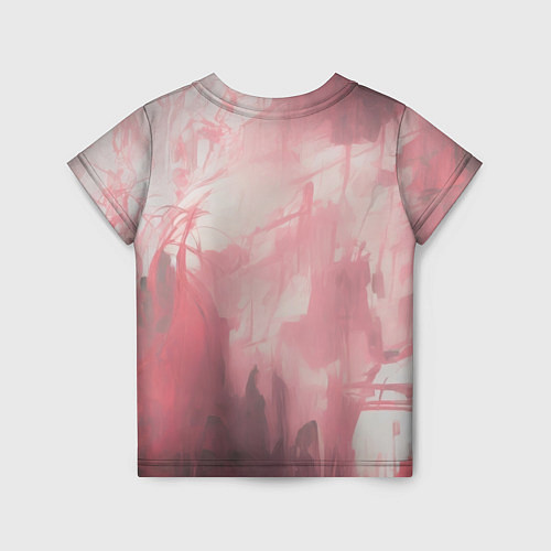 Детская футболка Девушка киборг на розовом фоне / 3D-принт – фото 2