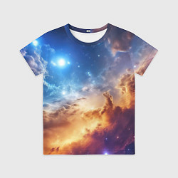 Футболка детская Оранжевая небула космос, цвет: 3D-принт
