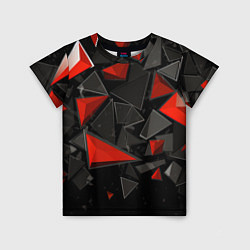 Футболка детская Черные и красные треугольные частицы, цвет: 3D-принт