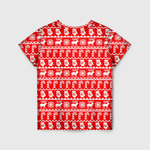 Детская футболка Новогодний узор с оленями и снежинками / 3D-принт – фото 2