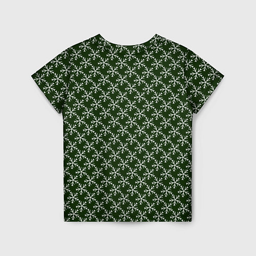 Детская футболка Паттерн снежинки тёмно-зелёный / 3D-принт – фото 2