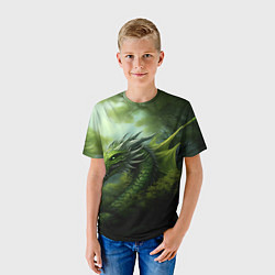 Футболка детская Зеленый фэнтази дракон 2024, цвет: 3D-принт — фото 2