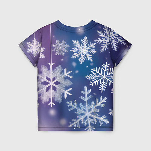 Детская футболка Снежинки на фиолетово-синем фоне / 3D-принт – фото 2