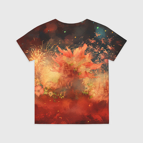 Детская футболка Дракон на фоне салютов / 3D-принт – фото 2