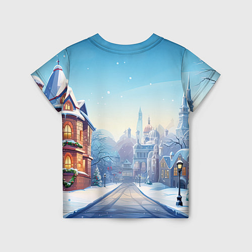 Детская футболка Дракоша в новогоднем городке / 3D-принт – фото 2