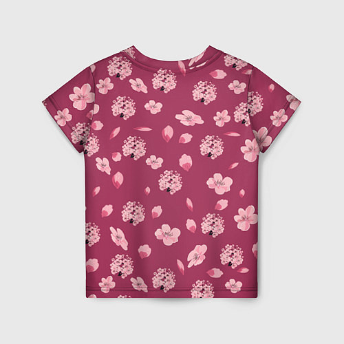 Детская футболка Сакура цветы и бутоны паттерны / 3D-принт – фото 2