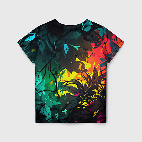 Детская футболка Яркие разноцветные абстрактные листья / 3D-принт – фото 2