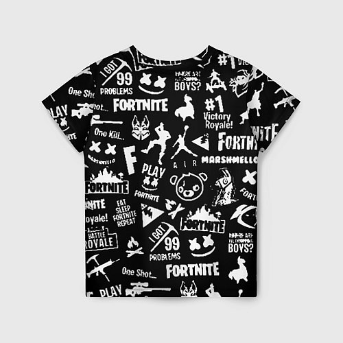 Детская футболка Fortnite alllogo black / 3D-принт – фото 2