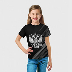 Футболка детская Герб России - черно-белая абстракция, цвет: 3D-принт — фото 2