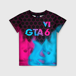 Детская футболка GTA 6 - neon gradient посередине