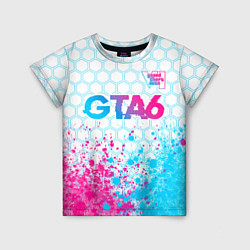 Детская футболка GTA6 neon gradient style посередине