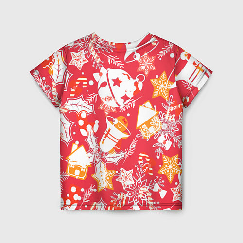 Детская футболка Рождественские узоры колокольчики / 3D-принт – фото 2