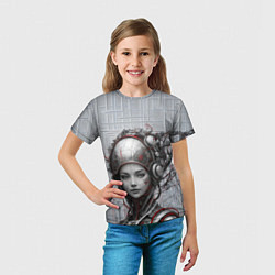 Футболка детская Подключенная к сети девушка-андроид, цвет: 3D-принт — фото 2