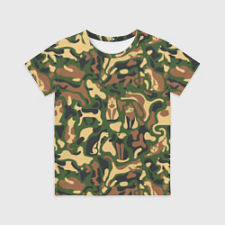 Футболка детская Коты и кошки - камуфляж, цвет: 3D-принт
