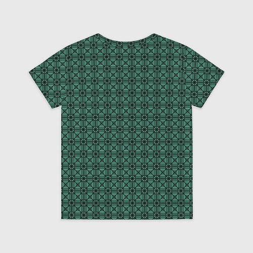 Детская футболка Тёмно-зелёный паттерн квадраты / 3D-принт – фото 2