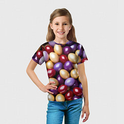 Футболка детская Красные и фиолетовые пасхальные яйца, цвет: 3D-принт — фото 2