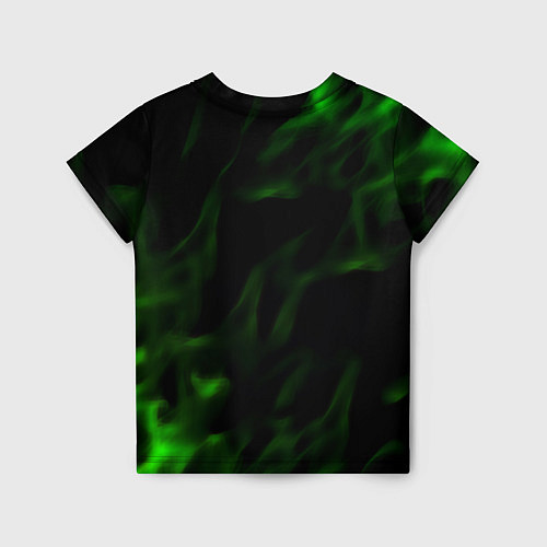 Детская футболка Fortnite языки пламени зелёный / 3D-принт – фото 2