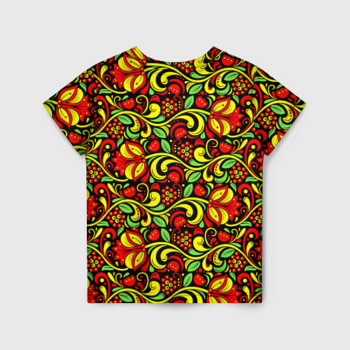 Детская футболка Хохломская роспись красные цветы и ягоды / 3D-принт – фото 2