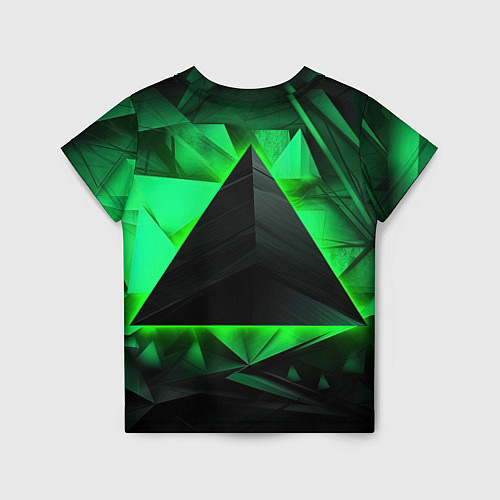 Детская футболка Черный треугольник на зеленой абстракции / 3D-принт – фото 2