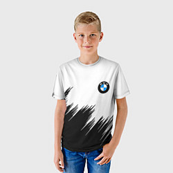 Футболка детская BMW чёрные штрихи текстура, цвет: 3D-принт — фото 2