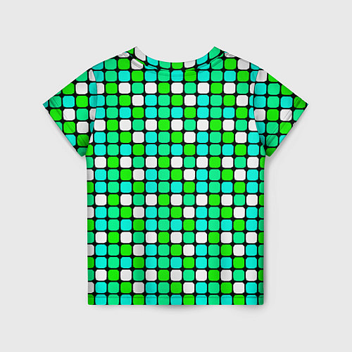 Детская футболка Зелёные и белые квадраты / 3D-принт – фото 2