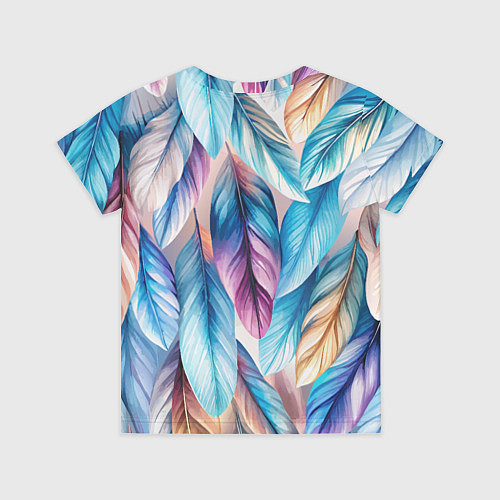 Детская футболка Акварельные перья птиц / 3D-принт – фото 2