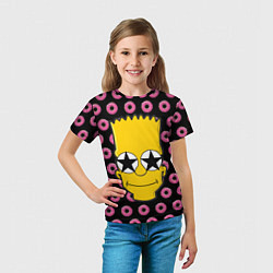 Футболка детская Барт Симпсон на фоне пончиков, цвет: 3D-принт — фото 2