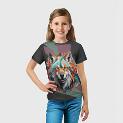 Футболка детская Голова яркого волка, цвет: 3D-принт — фото 2