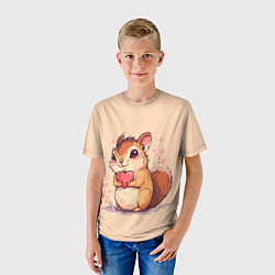 Футболка детская Милая белочка с сердечком 14 февраля, цвет: 3D-принт — фото 2