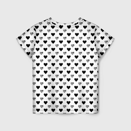 Детская футболка Черно-белые сердечки / 3D-принт – фото 2