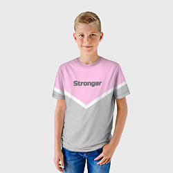 Футболка детская Stronger серо-розовый, цвет: 3D-принт — фото 2