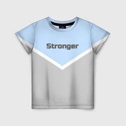 Футболка детская Stronger серо-голубой, цвет: 3D-принт