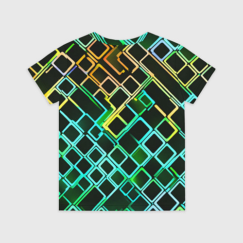 Детская футболка Жёлто-синие квадраты на чёрном фоне / 3D-принт – фото 2