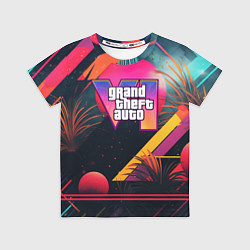 Футболка детская GTA 6 logo абстракция яркая, цвет: 3D-принт