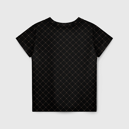 Детская футболка Чёрный клетчатый с коричневыми полосами / 3D-принт – фото 2