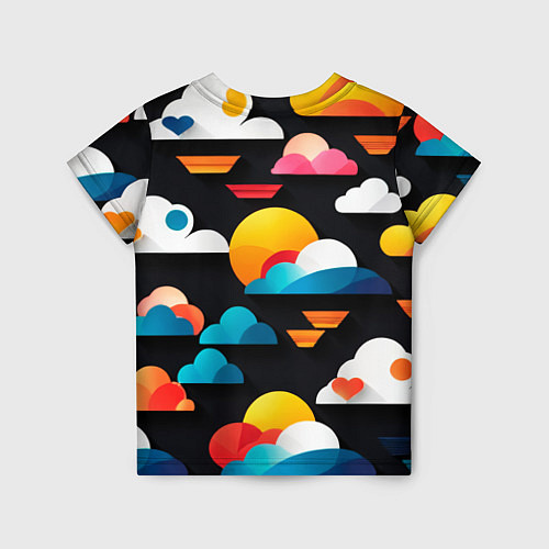 Детская футболка Цветные облака в черном небе / 3D-принт – фото 2