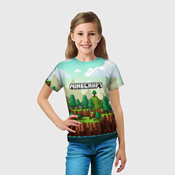 Футболка детская Minecraft logo квадратный мир, цвет: 3D-принт — фото 2
