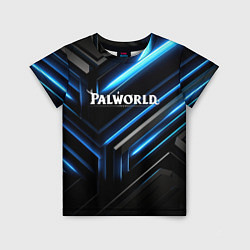 Футболка детская Palworld logo black blue neon abstract, цвет: 3D-принт