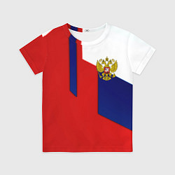 Футболка детская Спортивная текстура герб России, цвет: 3D-принт