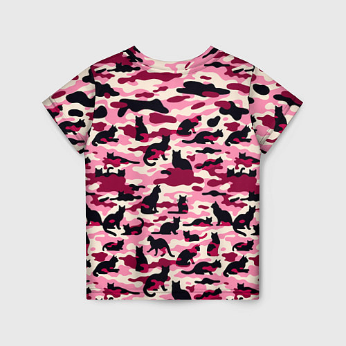 Детская футболка Камуфляжные розовые котики / 3D-принт – фото 2