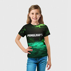 Футболка детская Minecraft logo зеленый яркий мир, цвет: 3D-принт — фото 2