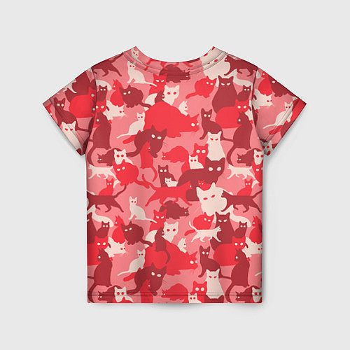 Детская футболка Розовый кошачий комуфляж / 3D-принт – фото 2