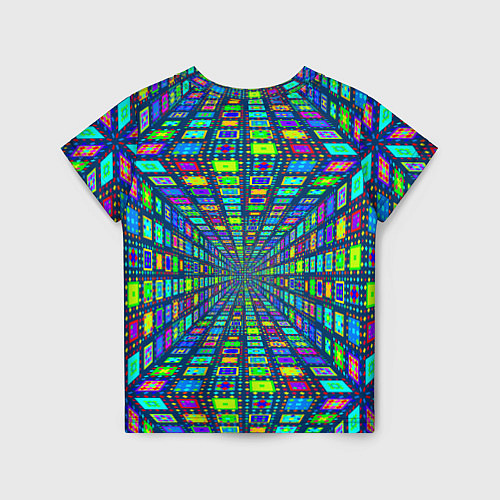 Детская футболка Абстрактный узор коридор из разноцветных квадратов / 3D-принт – фото 2