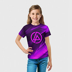 Футболка детская Linkin park neon stripes logo, цвет: 3D-принт — фото 2