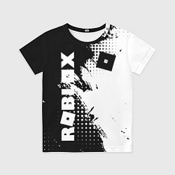 Футболка детская Роблокс - черно-белая абстракция, цвет: 3D-принт
