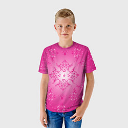 Футболка детская Узоры на розовом фоне, цвет: 3D-принт — фото 2