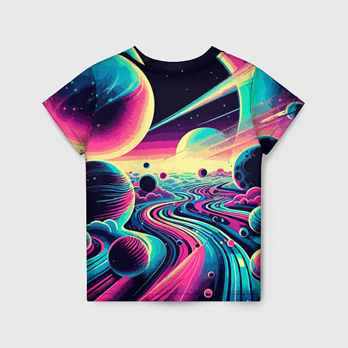 Детская футболка Неоновый космос - нейросеть / 3D-принт – фото 2