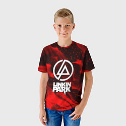 Футболка детская Linkin park красный огонь, цвет: 3D-принт — фото 2